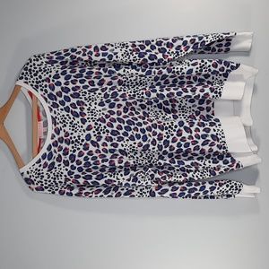 NWT P.J.SALVAGE WHITE/ RED/BLUE PRINT PAJAMA TOP SZ 1X